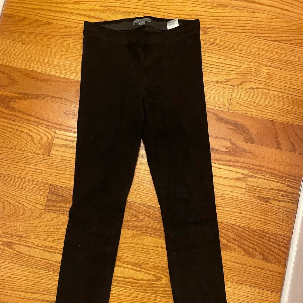 Vince Pull On Stretch Suede Pants Black Size Small
